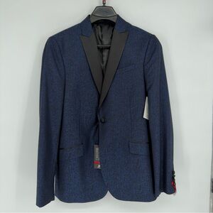 NEW J. Ferrar Blue Abstract Slim Fit Evening Edition Tuxedo Jacket Sz 40 Reg